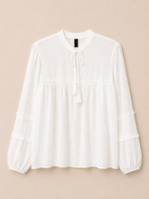 Cargar imagen en el visor de la galería, Blusa manga larga estilo bohemio - Negro y blanco
