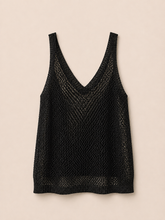 Cargar imagen en el visor de la galería, Blusa de punto abierto con tirantes – Blanco y Negro
